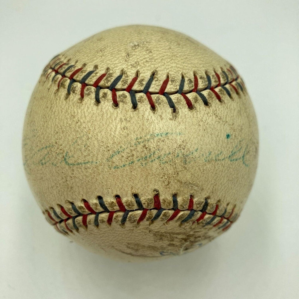 Earl Averill 1929 Rookie Single Signed AL Game Used Baseball PSA/DNA LOA - MLB Autographed Game Used Bases