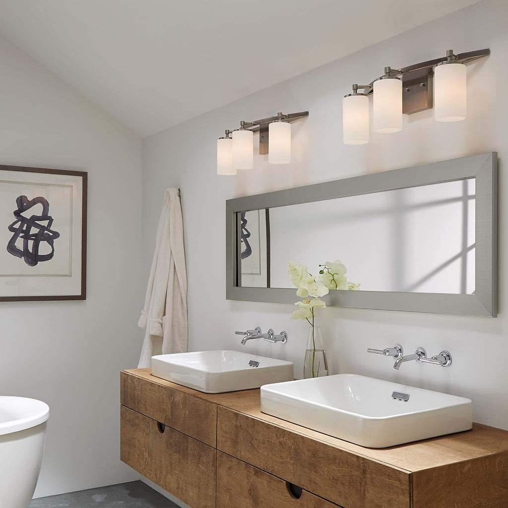 Generation Lighting 4424603-962 Alturas Three Light Wall/Bath Vanity Style Lights, Brushed Nickel Finish, 300 Total Watts, 9.125 Inch Height, 22 Inch Wide, Steel Construction