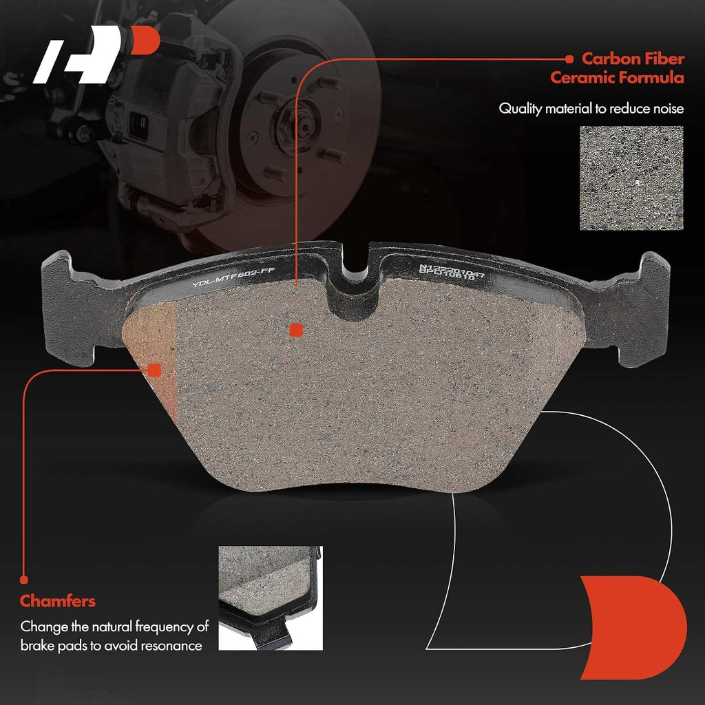 A-Premium 11.80 inch (299.8mm) Front Vented Disc Brake Rotors + Ceramic Pads Kit Compatible with Select BMW Model - 325i/325xi 2006, 328i 2007-2008, 328xi 2007, 2.5L 3.0L, 6-PC Set