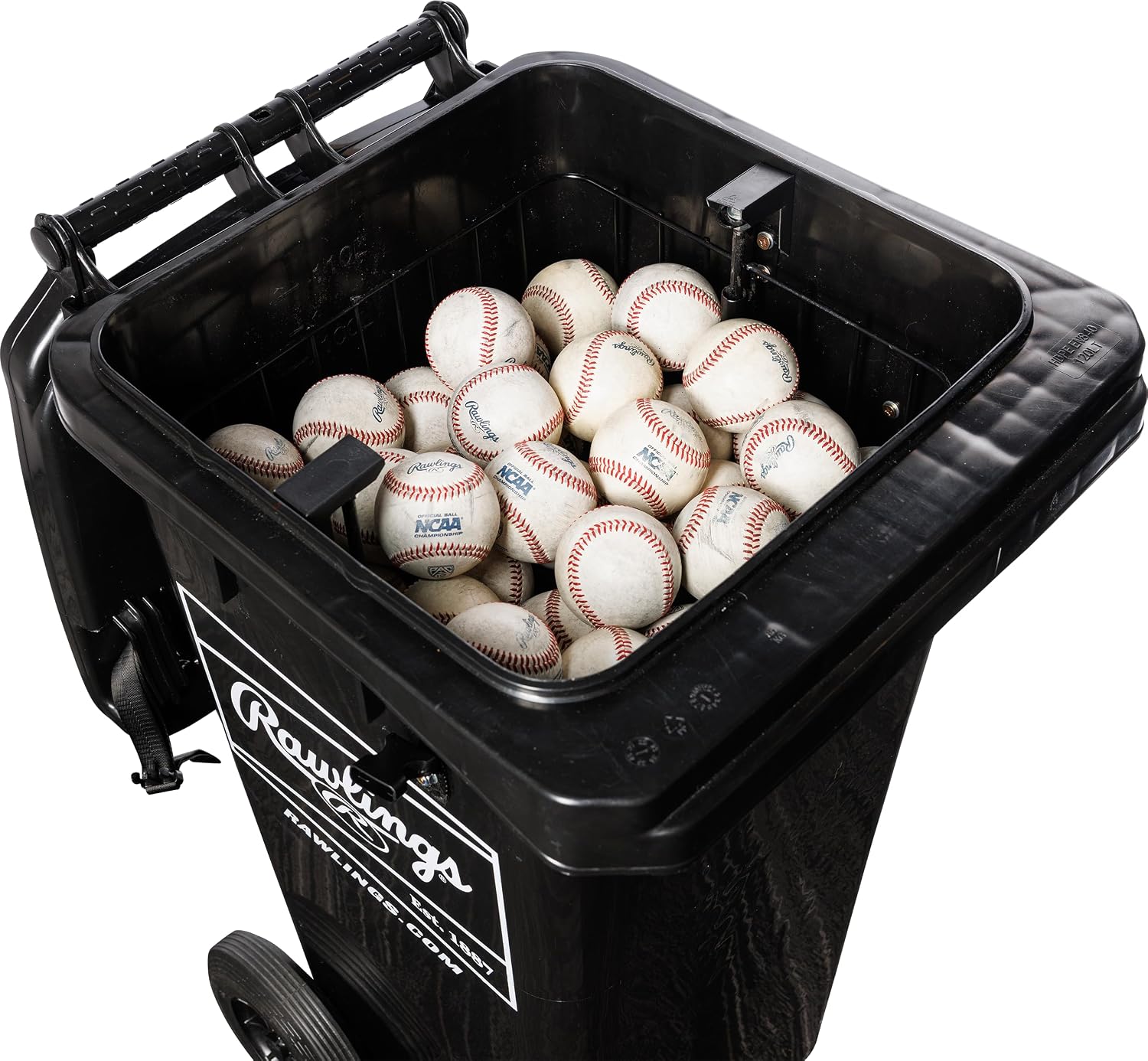 Rawlings | Rolling Ball Bin with Spring-Loaded Basket | 32-Gallon Capacity | Balls Not Included