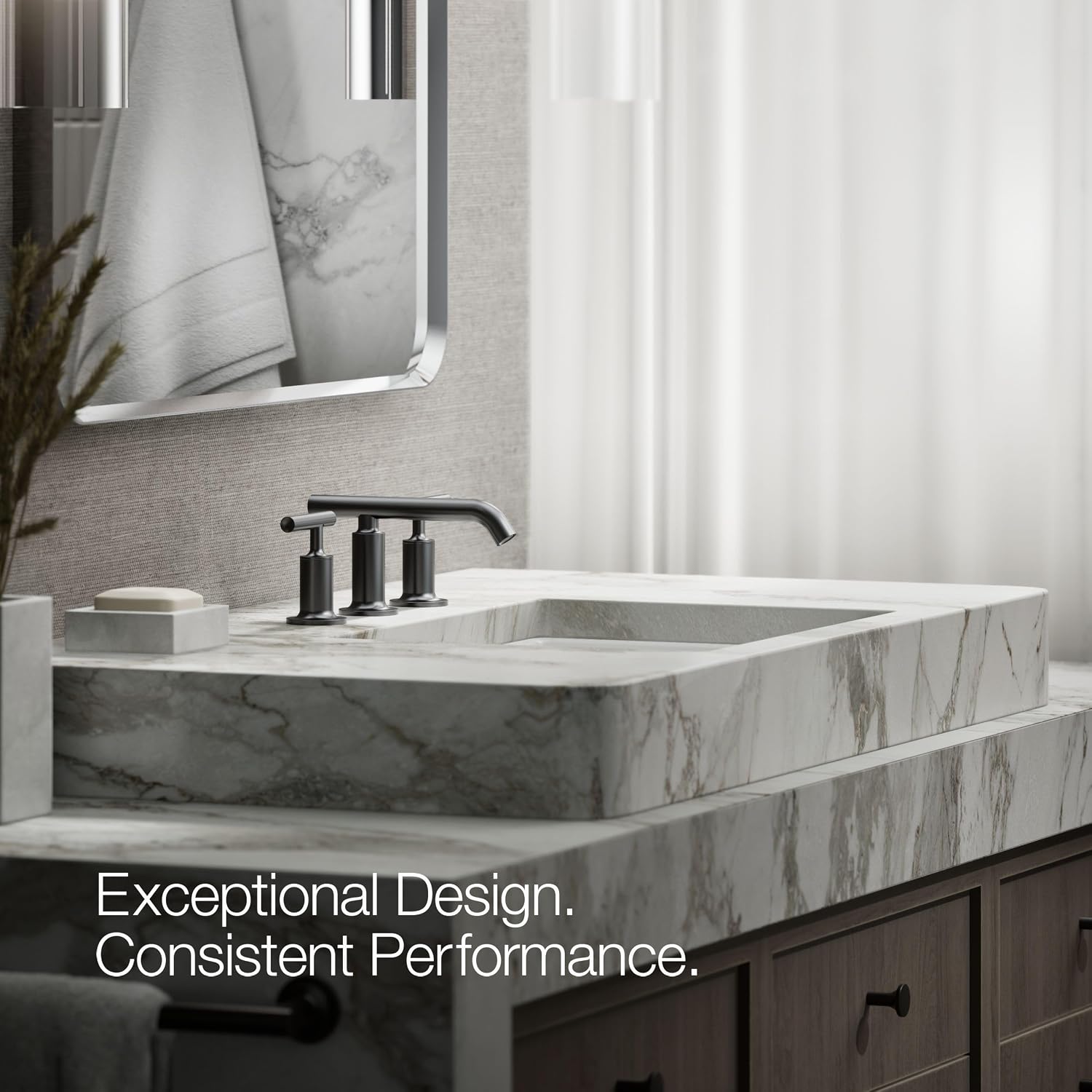 Kohler 14410-4-BL Purist® Widespread Bathroom Sink Faucet with Lever Handles, 1.2 gpm, Matte Black