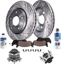 Detroit Axle - FWD Rear Drilled Brake Rotors Pads + Wheel Hub Bearings Replacement for 2014-2019 Nissan Rogue Sport - 8pc Set