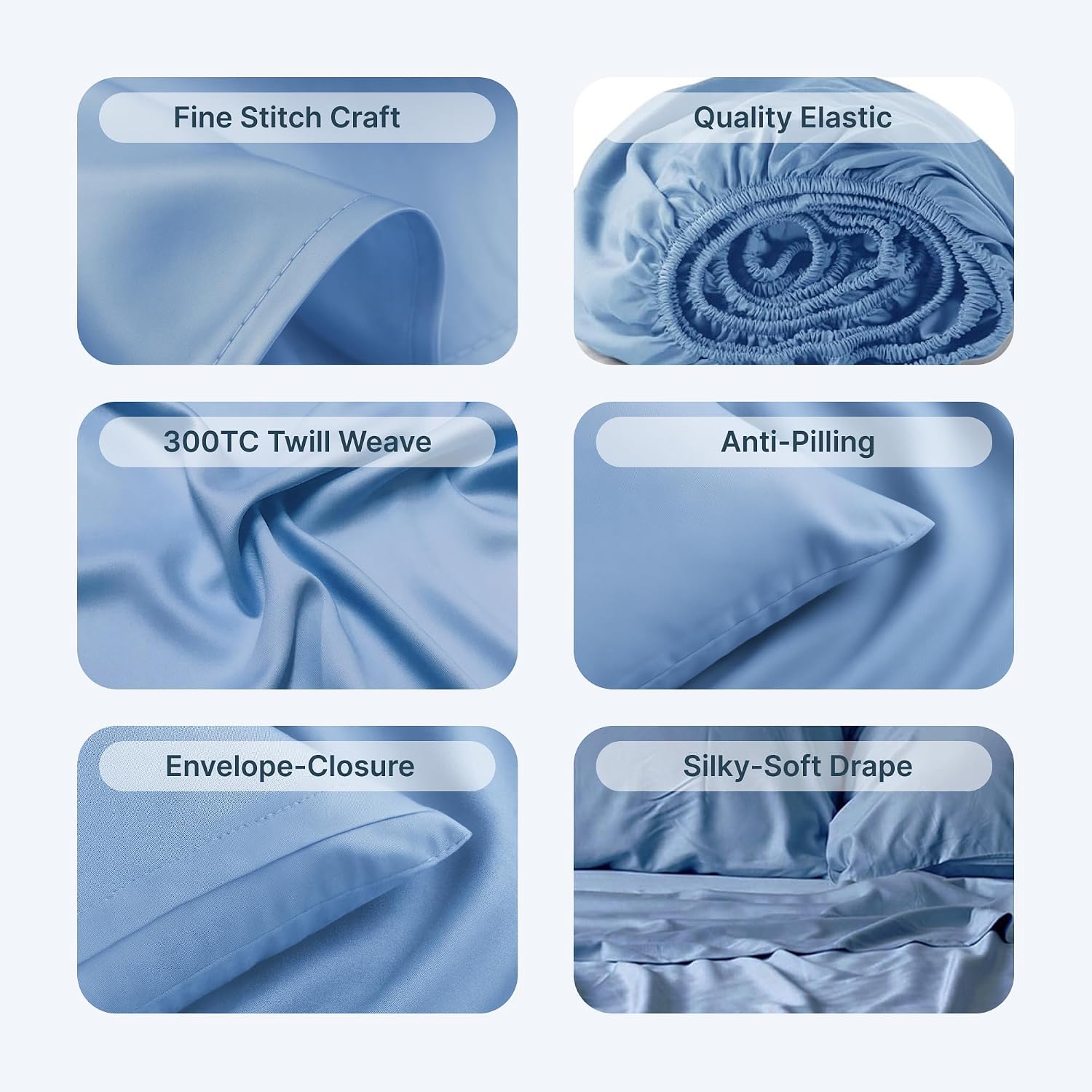 BedVoyage - Viscose from Bamboo Split King Size Sheets Set - Luxury 5pc King Sheet Set - Cooling Bed Sheets 18' Deep Pocket - Ultra Soft Sheet and Pillowcase Sets -Ocean