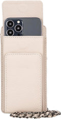 Crossbody Women Wallet fits iPhone 16 Pro MAX / 17 Pro MAX and All Mobile Devices up to 6.9' - Zippered Women Purse, Shoulder Bag with Card Holder, Pocket & Chain Strap, Trendy (Platinum)
