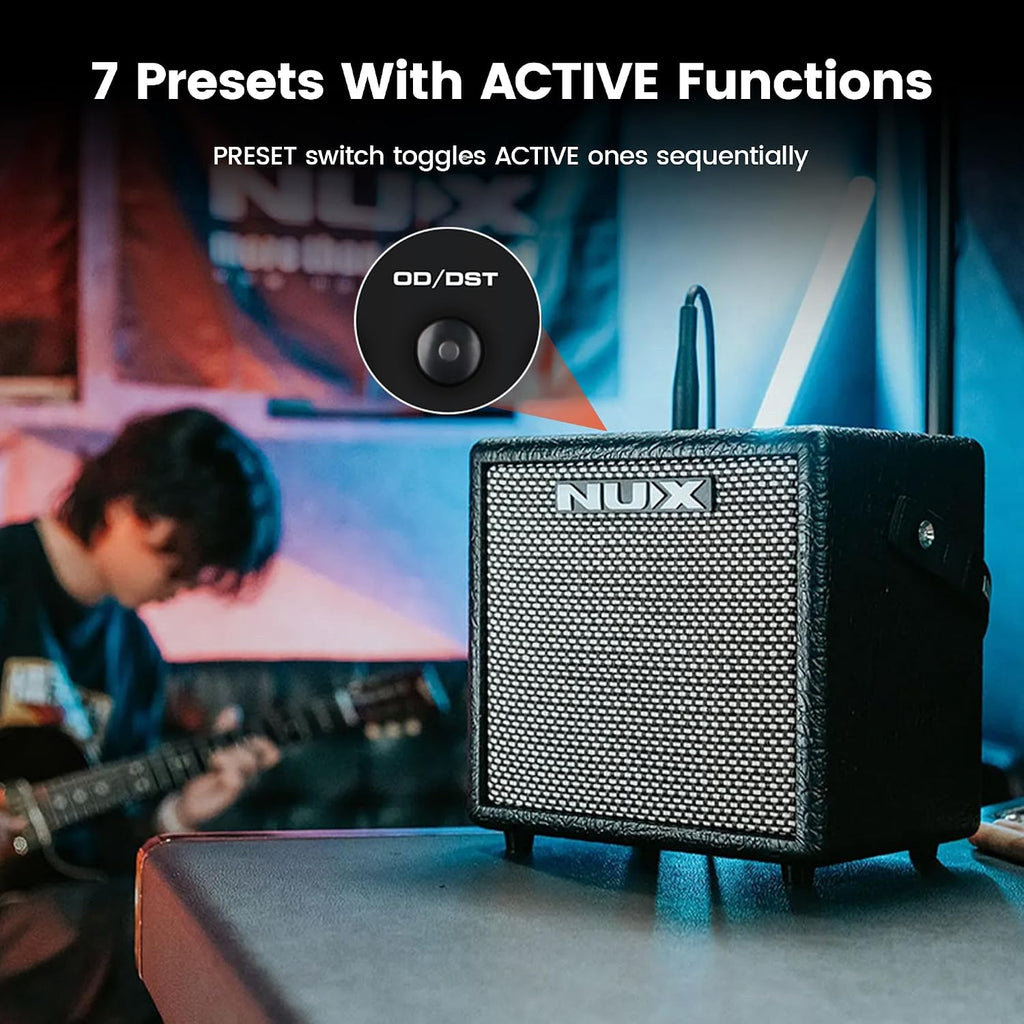 NUX Mighty 8BT MKII 8W Portable Modeling Amp, Acoustic, Electric, Bass Guitar amp Modeling and Cabinet IRs, Bluetooth，36 Default IRs, 6.5' FRFR Speaker,7 Presets, Drum Machine