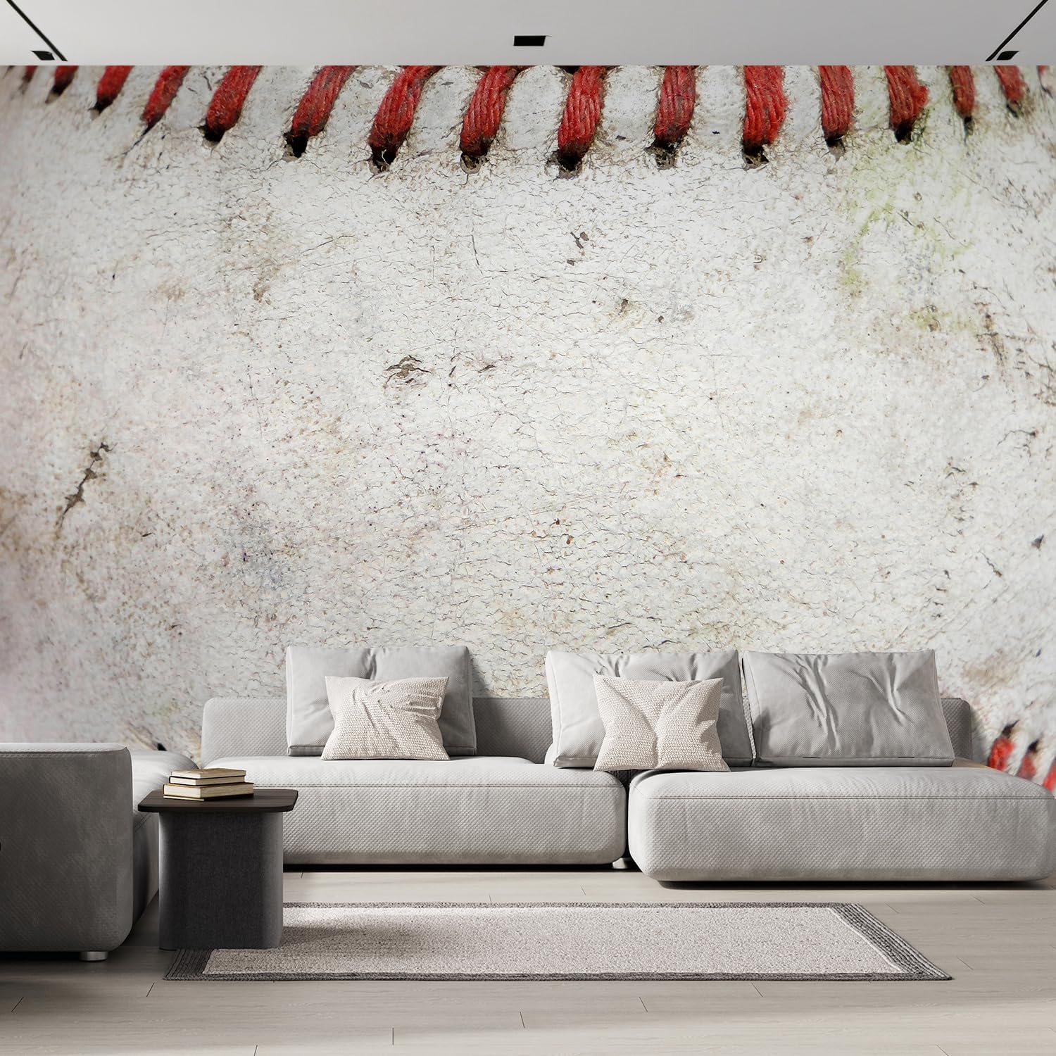 wall26 - Macro Image of a Used Baseball. - Removable Wall Mural | Self-Adhesive Large Wallpaper - 100x144 inches