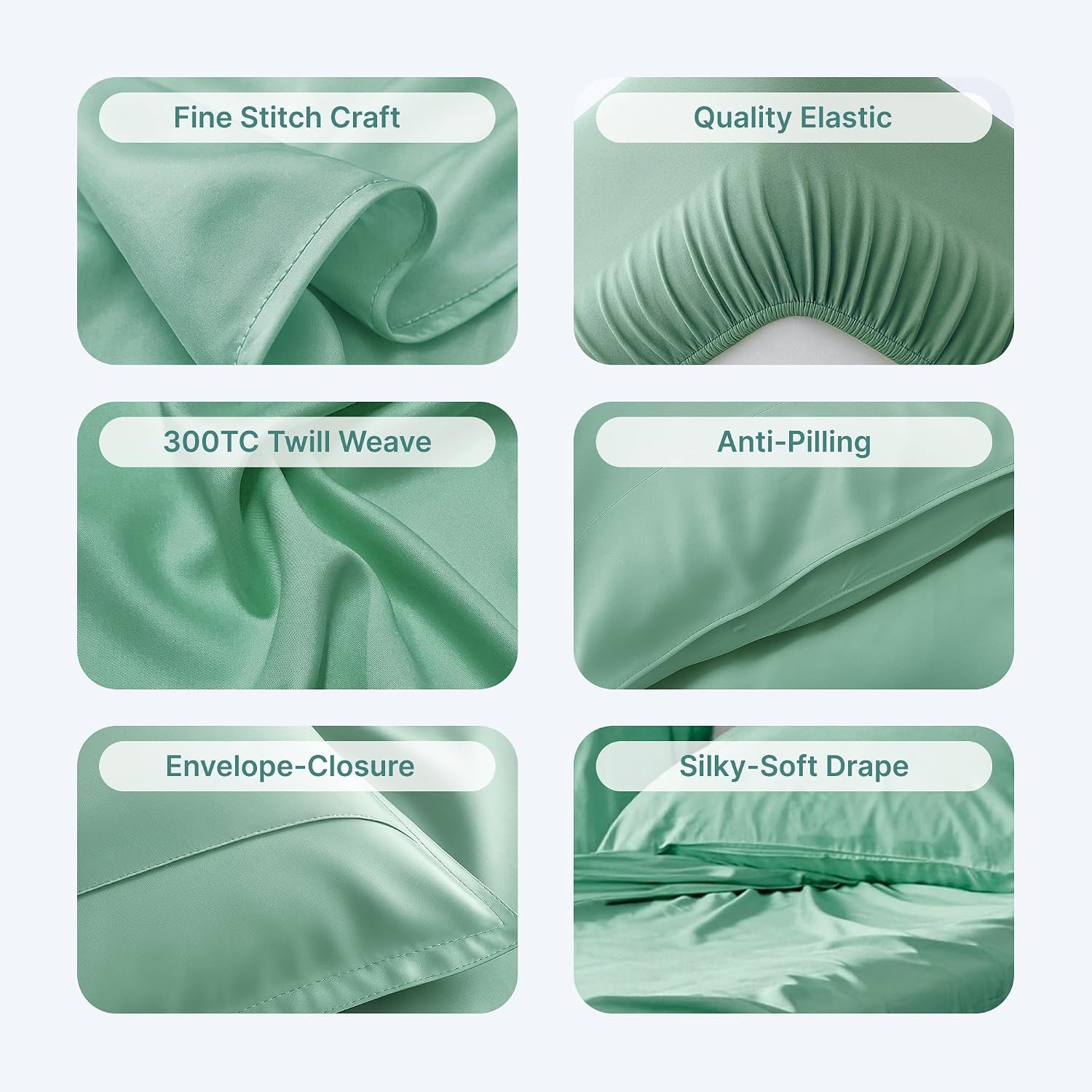 BedVoyage - Viscose from Bamboo Split King Size Sheets Set - Luxury 5pc King Sheet Set - Cooling Bed Sheets 18' Deep Pocket - Ultra Soft Sheet and Pillowcase Sets - Seaglass