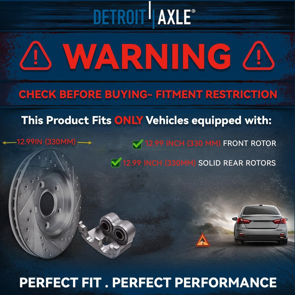 Detroit Axle - Rear Brake Kit for 2011-2020 Jeep Grand Cherokee Dodge Durango Replacement Disc Brake Rotors 2012 2013 2014 2015 2016 2017 2018 2019 Ceramic Brakes Pads : 13' inch Rotor
