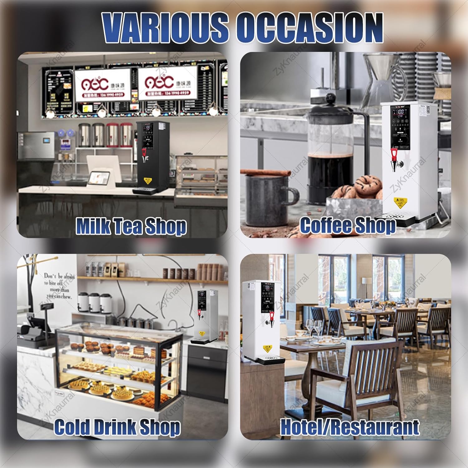 Commercial Hot Water Boiler with Autofill, Temperature Adjustable,Step-Heating Water Dispenser for Tea Coffee, Tea, Milk, and Hot Drinks Making Silver