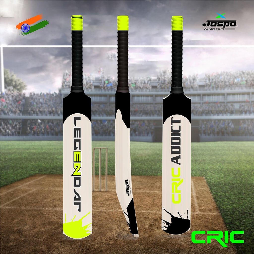 jaspo Cric-Addict Legender Cricket Set for Kids, Kit with legguards,Gloves,Bag,Ball,4stumps,2stands,2bails & a Strong Plastic bat for Initial Training, for Boys Girls(Size-5) up to 12 Years