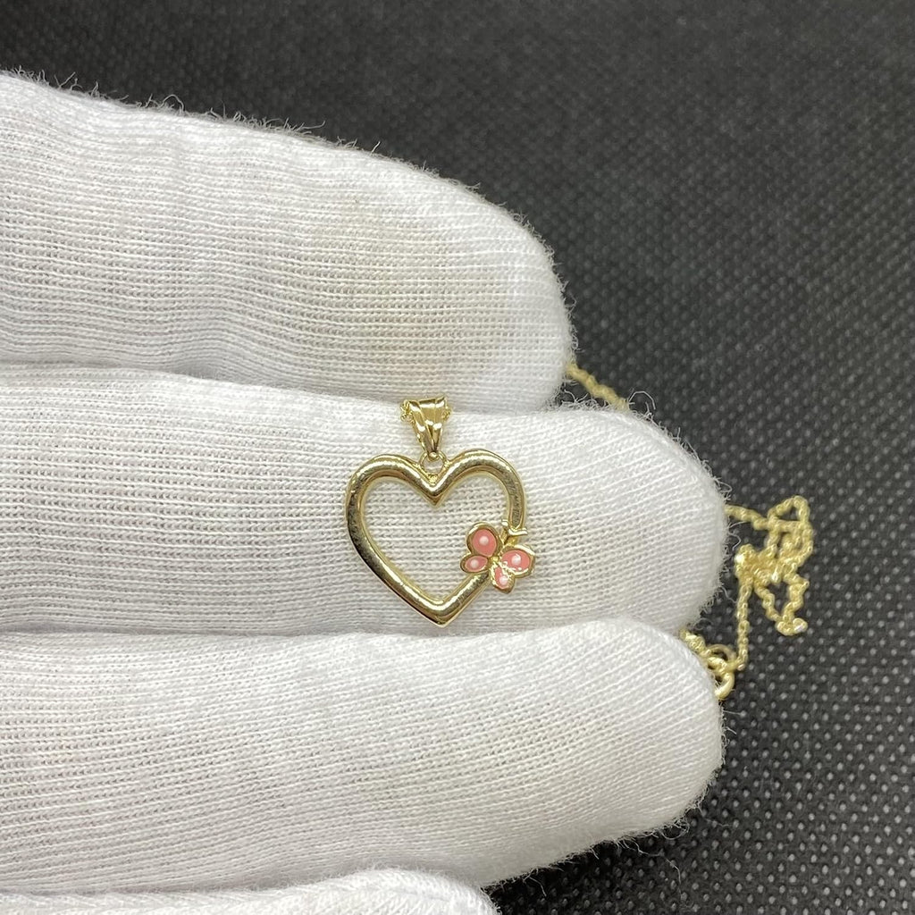 14K Real Solid Gold Heart Necklace for Women, Open Heart Dainty Charm Pendant, Christmas Birthday Gift for her mom girls, Handmade Jewelry