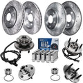 Detroit Axle - Brake Kit for 02-05 Ford Explorer Mercury Mountaineer, Front & Rear Drilled & Slotted Disc Brake Rotors Wheel Bearing & Hubs Wheel Lug Nuts 2002 2003 2004 2005 Replacement