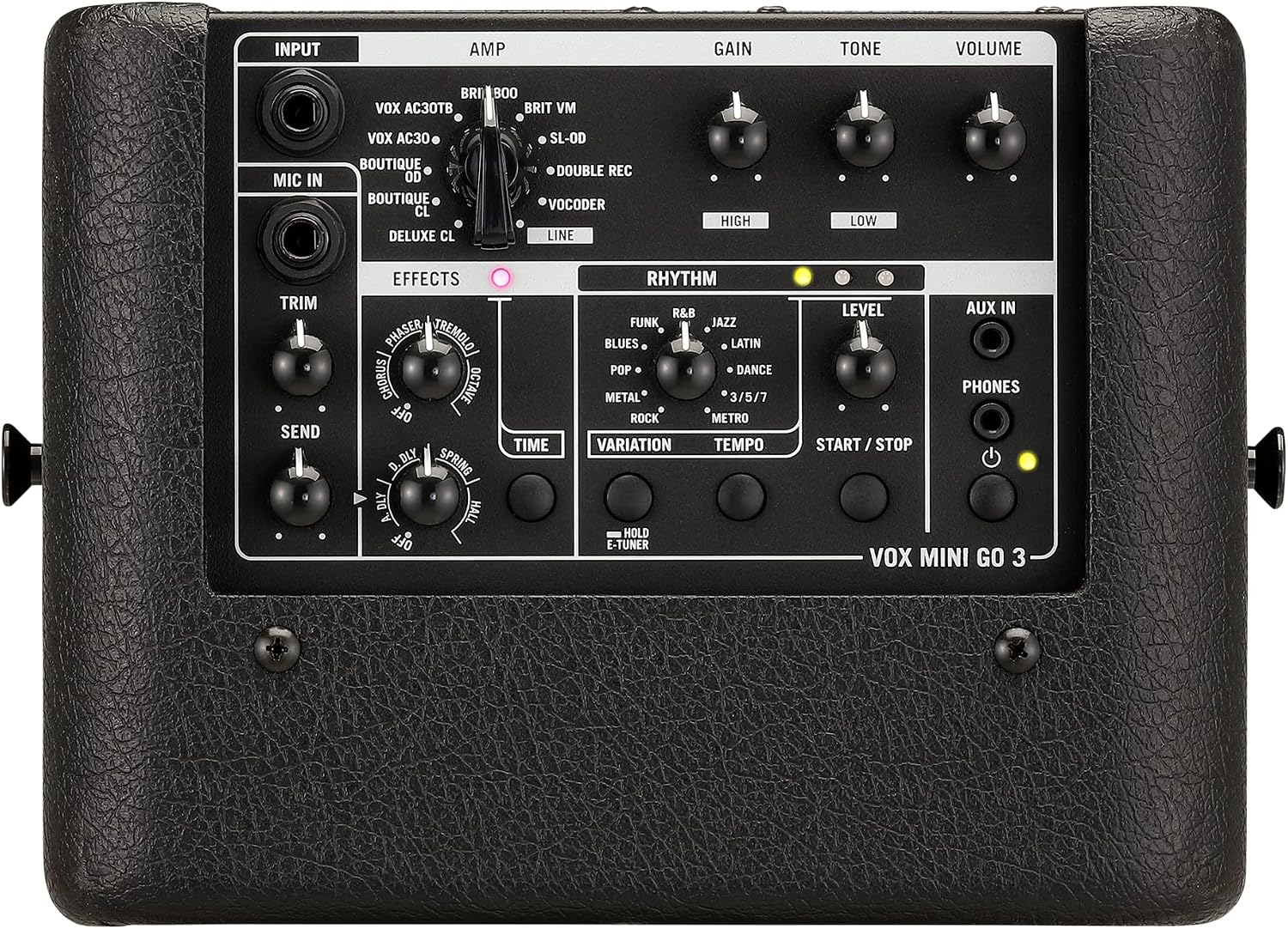 Vox Mini Go 3 1x5 inch 3-watt Portable Modeling Guitar Amplifier Combo w/ 9 Amp Voices, 8 FX Types, and USB Battery Power
