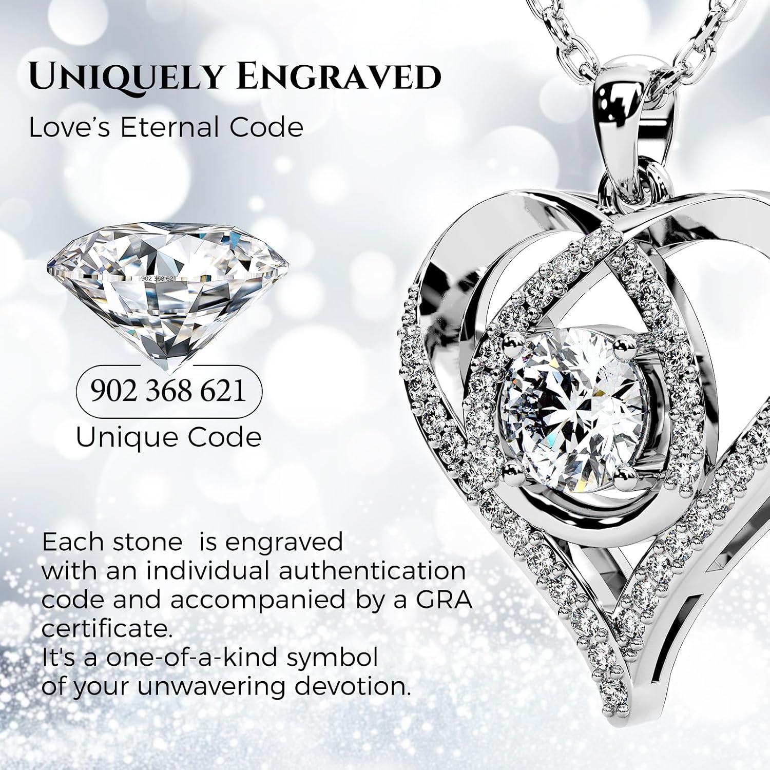 Heart Pendant Necklace for Her Moissanite Lab-Created Gem Jewelry for Women I Love You S925 Sterling Silver Gifts to Wife Girlfriend Mom Daughter Anniversary Birthday Christmas Valentines Day