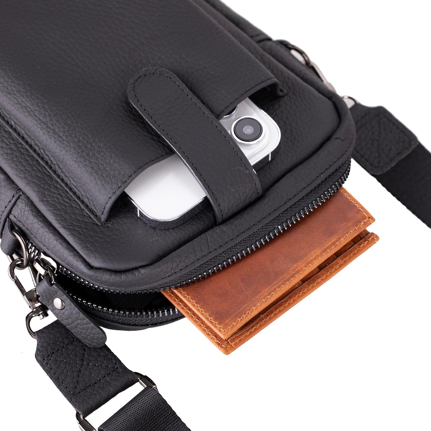 VENOULT Crossbody Leather Wallet for Man or Women fits iPhone 16 Pro MAX