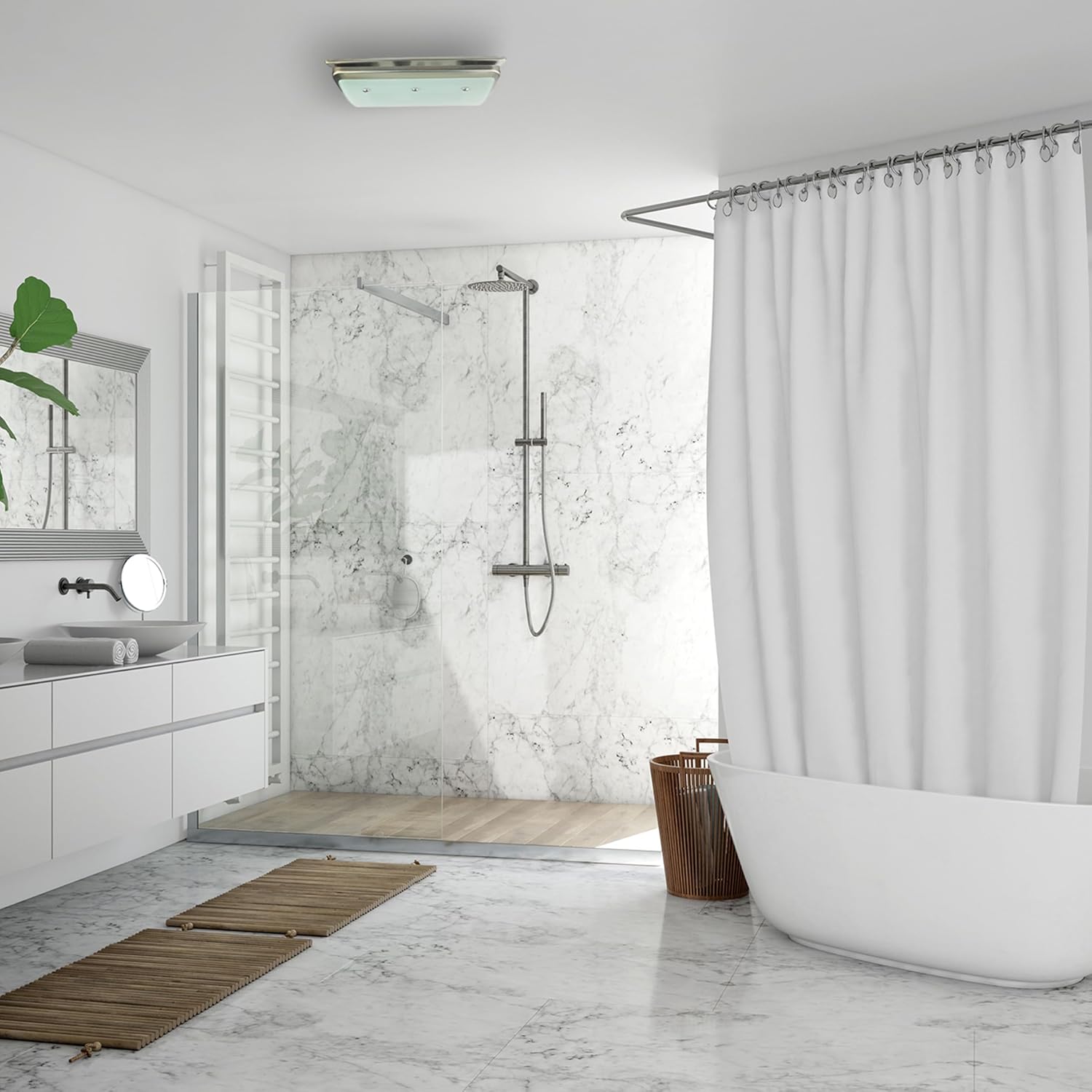 Good Housekeeping (90064) Buckingham 100 CFM 2.0 Sones Decorative Bathroom Ventilation Exhaust Fan with Light & Night-Light in Brushed Nickel