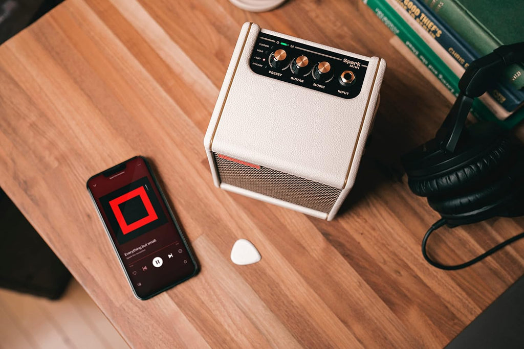 Positive Grid Spark MINI 10W Small Smart Guitar Amp & Bluetooth Speaker | Portable Sound for Guitar Playing at Home or On the Go | Pearl
