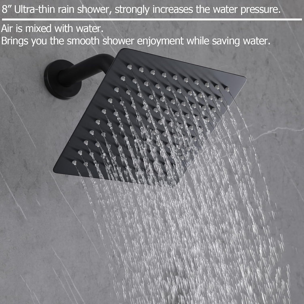 2 Handle Shower Faucet Set with Tub Spout Two Handles Tub Shower Faucet Set Bathtub Shower Faucet Combo Matte Black