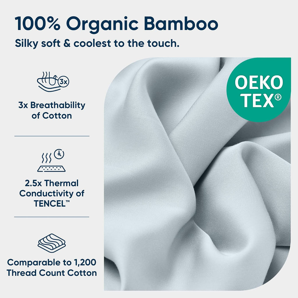 Vesta Premium 100% Bamboo Viscose Duvet Cover, SuperBamboo Cooling for Hot Sleepers, Softer Than Silk, Perfect for Gift Giving, High Thread Count (Azure Blue, Full/Queen)