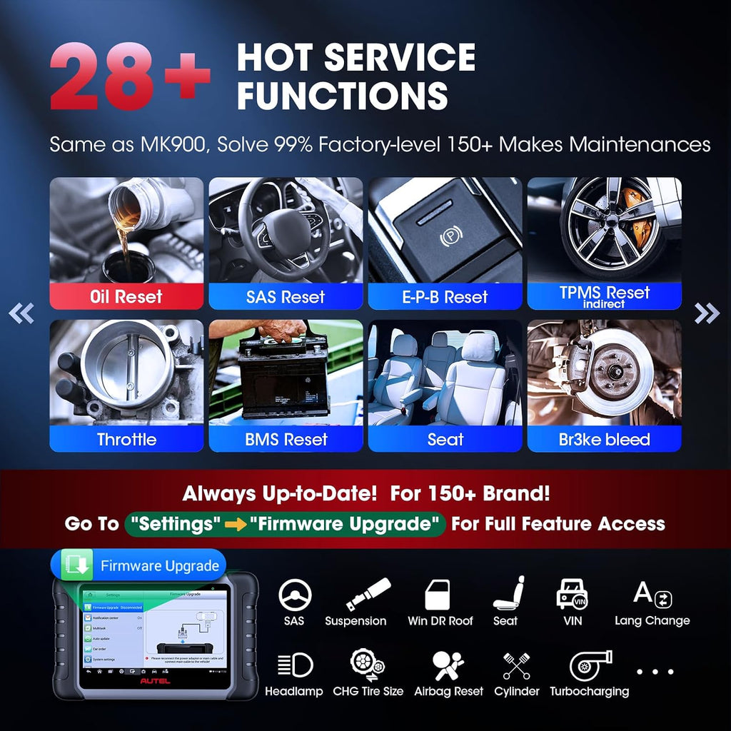 Autel Scanner MaxiCOM MK808S, 2026 OBD2 Scan Tool as MaxiCheck MX808S MX900 MK900BT MK808BT Pro, 3000+ Active Test, 28+ Service for 200+ Brands, OE All System Diagnostics, FCA & SGW, 10X Faster OS 11