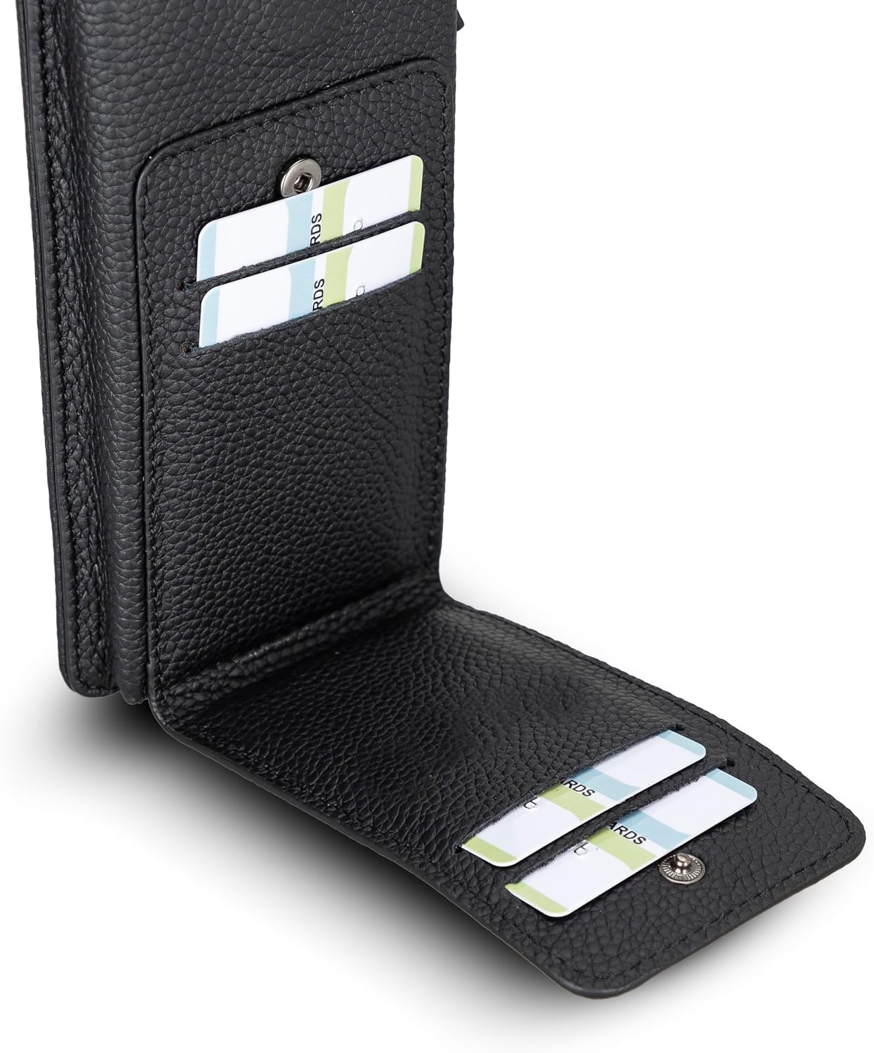 Crossbody Women Wallet fits iPhone 16 Pro MAX / 17 Pro MAX and All Mobile Devices up to 6.9' - Zippered Women Purse, Shoulder Bag with Card Holder, Pocket & Chain Strap, Trendy (Black)