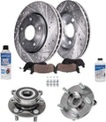 Detroit Axle - Front Brake Kit for 2014 2015 2016 2017 2018 Mazda 3 Drilled & Slotted Brake Rotors Ceramic Brake Pads Wheel Bearing & Hubs Replacement : 11.02' inch Front Rotor