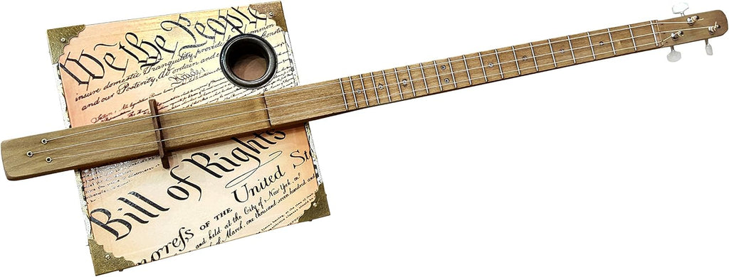 'Founder's Faith' Patriotic American Cigar Box Guitar - Acoustic/Electric 3-string - Made in the USA!