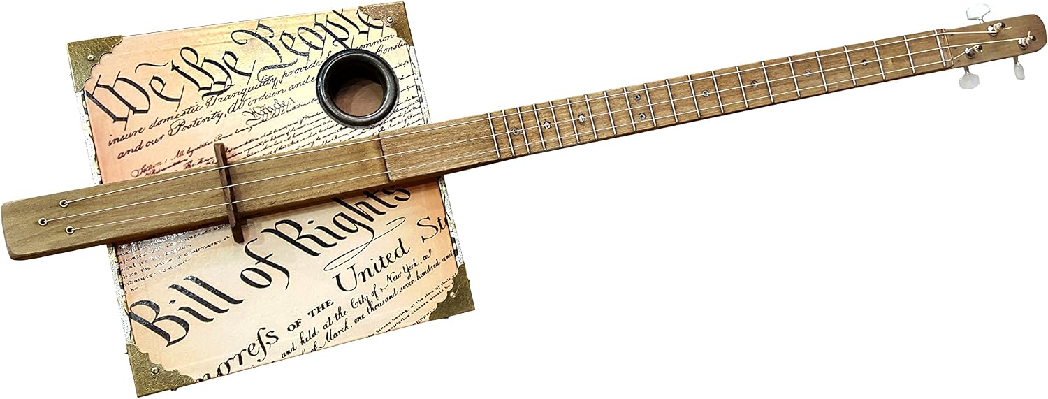 'Founder's Faith' Patriotic American Cigar Box Guitar - Acoustic/Electric 3-string - Made in the USA!