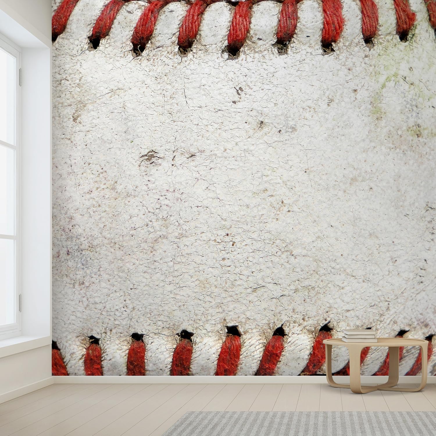 wall26 - Macro Image of a Used Baseball. - Removable Wall Mural | Self-Adhesive Large Wallpaper - 100x144 inches