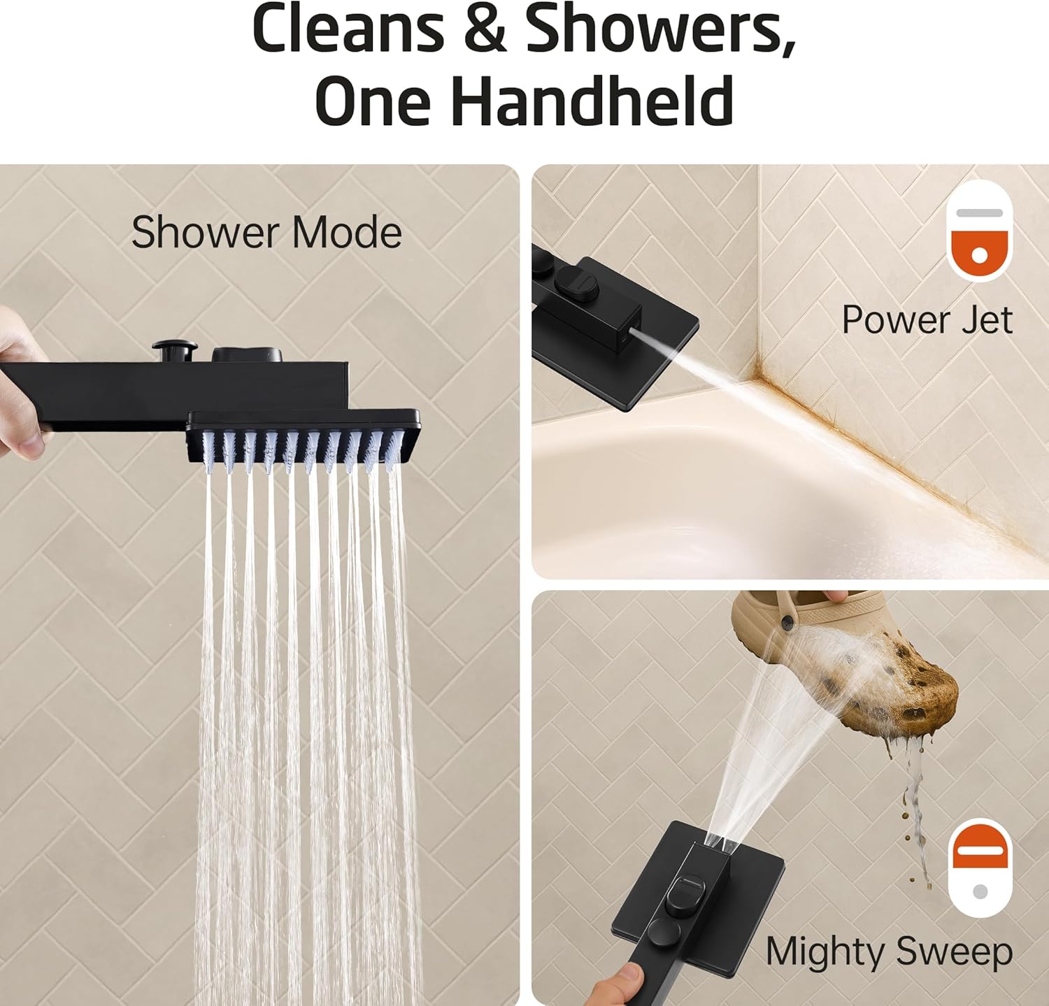 KES Black Bathtub Shower Faucet Set with 12' Rectangle Rain Shower Head, Shower System with 3-Modes Handheld Spray and Waterfall Tub Spout, cUPC Anti-Scald Valve included, XB6336S12-BK