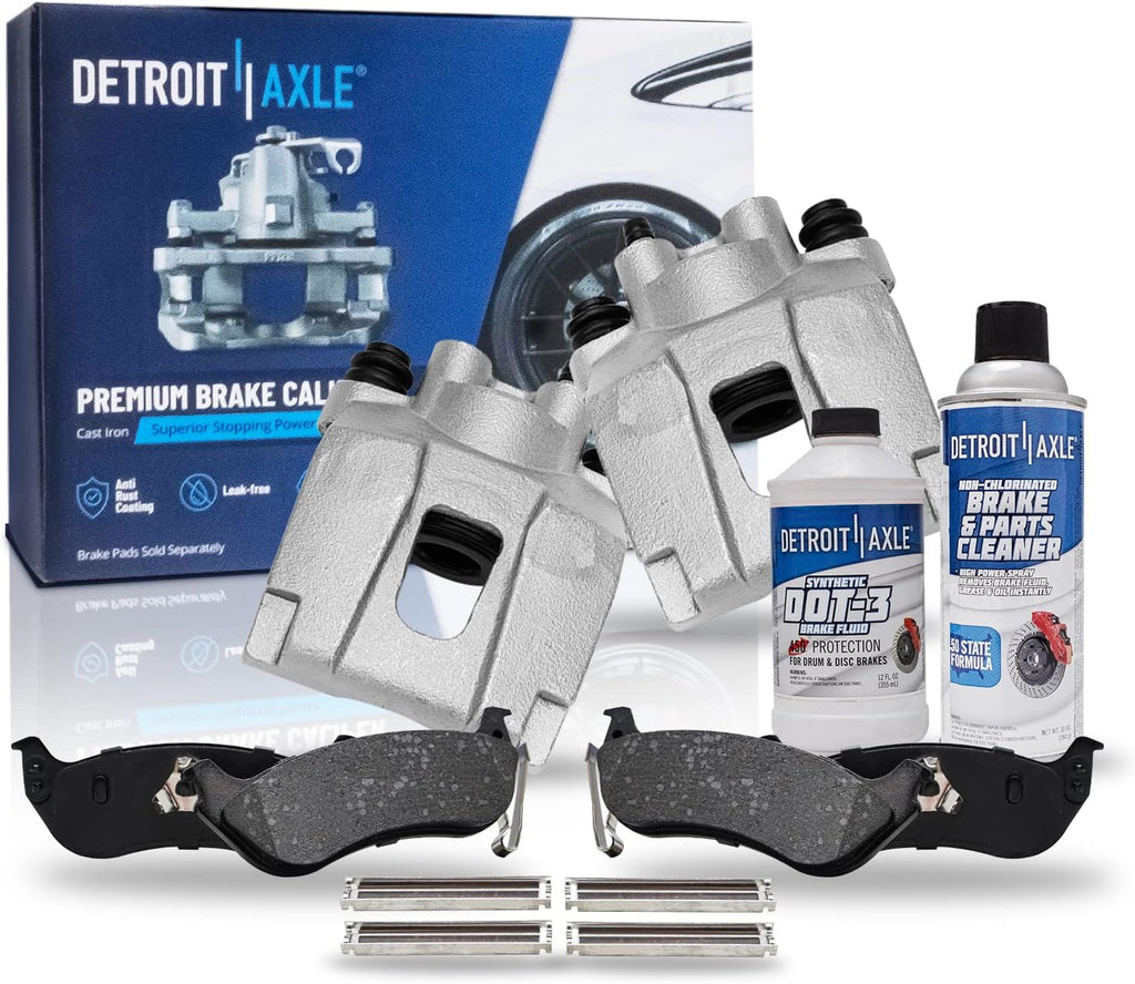 Detroit Axle - Rear Brake Kit for 06-10 Ford Explorer Sport Trac Mercury Mountaineer, Ceramic Brake Pads Disc Brake Calipers 2006 2007 2008 2009 2010 Replacement