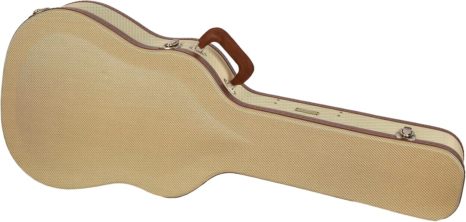 Crossrock Dreadnought Acoustic Guitar Case for Gibson J-45 / Martin D-Style | Classic Fabric Tweed Exterior, Re-Engineered Shell, Leather Handle & Deep Red Velvet Interior(CRW700DTW)