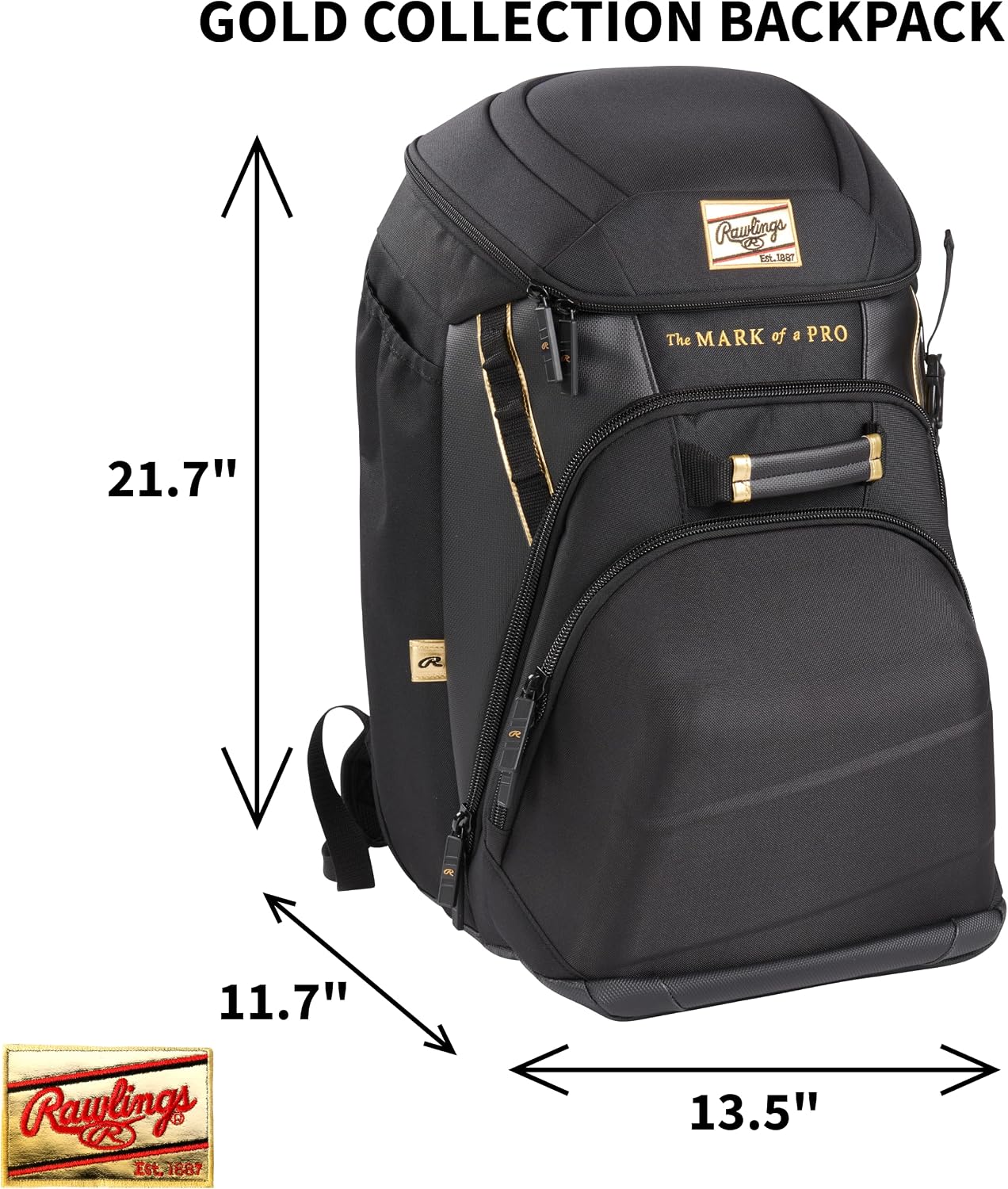 Rawlings | Gold Collection Backpack Equipment Bag | Baseball/Softball | Multiple Colors
