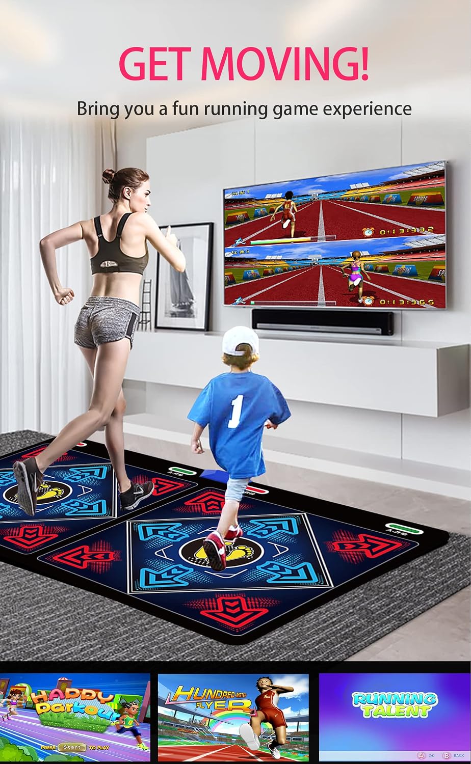 Music Dance Mat for Kids & Adults,Fitness Dance Game Mat for TV Use,64GB Memory Card, 899 Games, 650 Songs & 75 Music Videos,Premium Soft Flannel Material,Home Exercise Gift for Children
