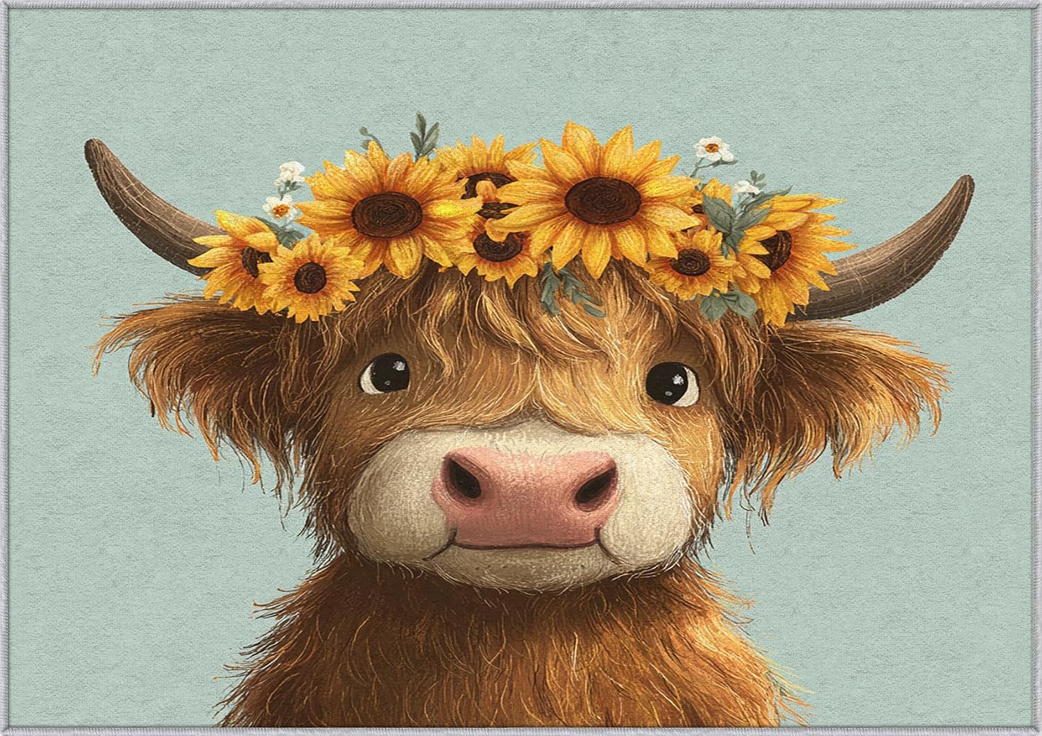 Highland Cow Rug 8x12 for Bedroom, Cute Cattle Patterned Living Room Area Rug, Highland Cow Kids Boys Girls Room Decor, Washable Soft Thin Carpet with Non Slip Backing, 8 x 12 ft - Lu11666
