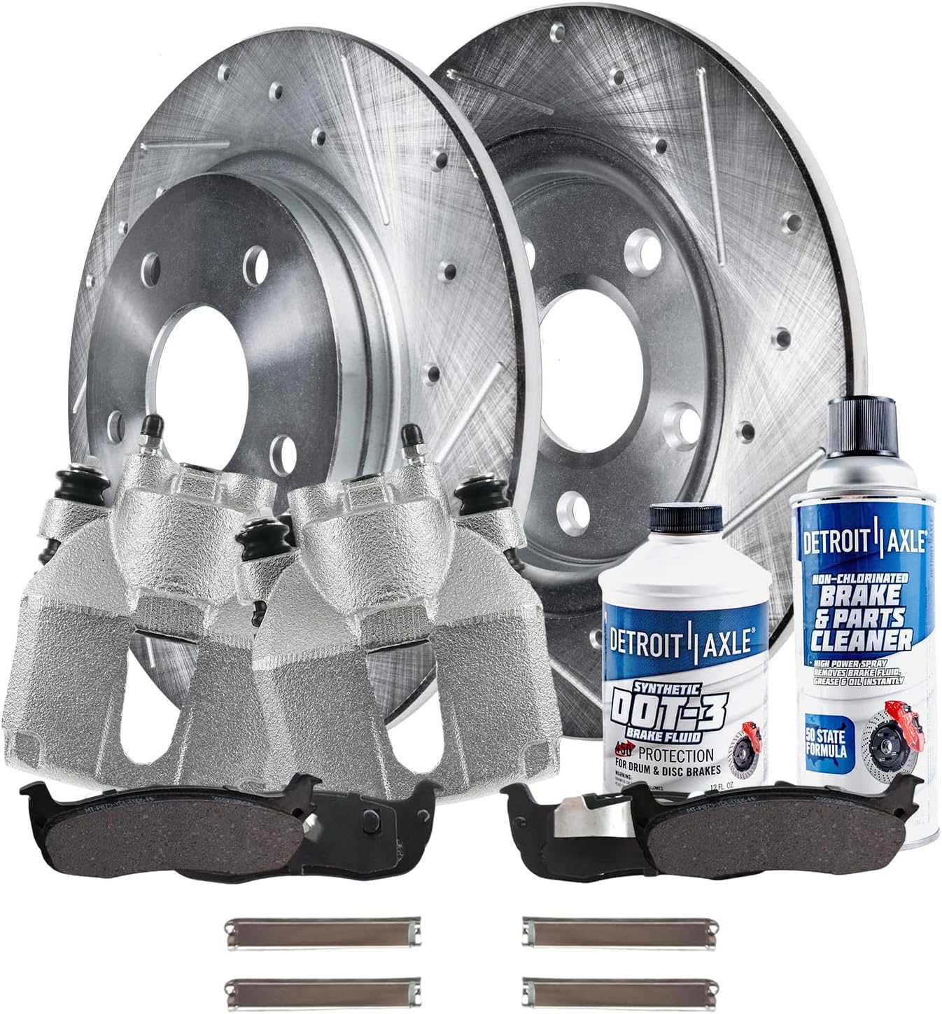 Detroit Axle - Rear Brake Kit for Ford 2000-2003 F-150, 1999-2002 Expedition Lincoln Navigator, 2002 Blackwood, Drilled & Slotted Brake Rotors Ceramic Brake Pads Brake Calipers 2001 Replacement