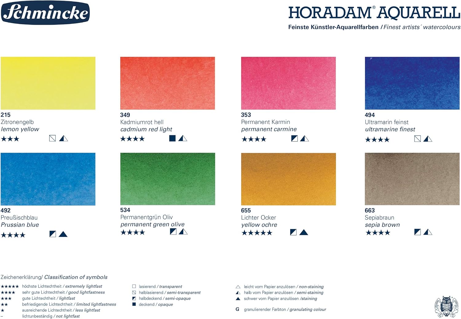 Schmincke Horadam Aquarell Half-Pan Paint Metal Set with Water Container, Set of 8 Colors (74408097)