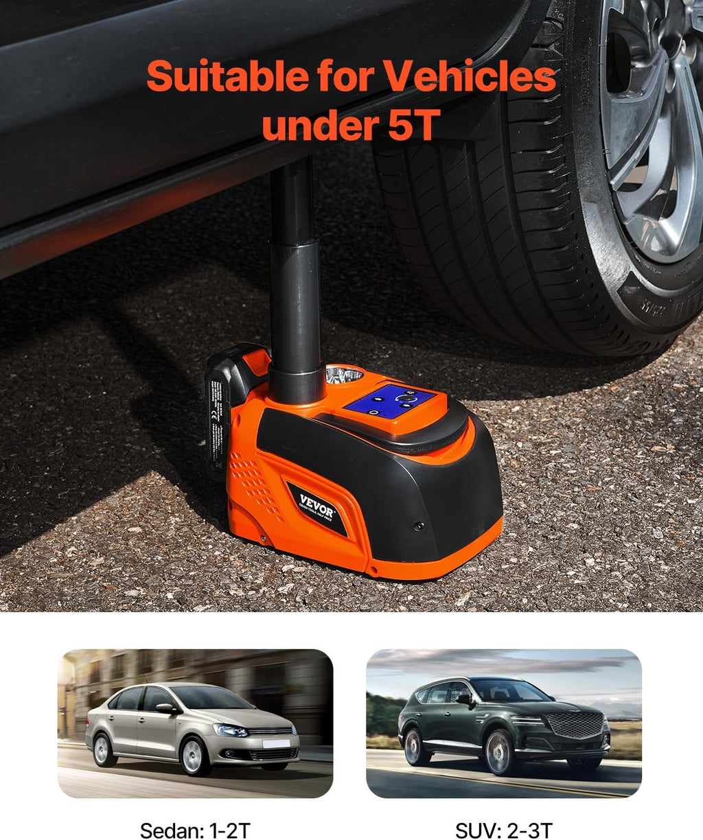 VEVOR Electric Car Jack Wireless 5 Tons, Cordless Remote Control Hydraulic Electric Jack, LED Light Hydraulic Repair Tool, 135-360mm Lifting Range for SUV MPV Sedan Truck Repair