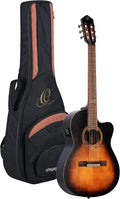 Ortega Guitars 6 String Private Room Distressed Suite Solid Top Slim Neck Acoustic-Electric Nylon Classical Guitar w/Bag, Right (DSSUITE-C/E)