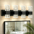 Epinl Black Bathroom Vanity Light Fixtures Bathroom Light Fixtures Over Mirror 4-Light 4000K LED Crystal Wall Sconces Modern 40W Brushed Hardwired Wall Lights for Bathroom Bedroom Living Room