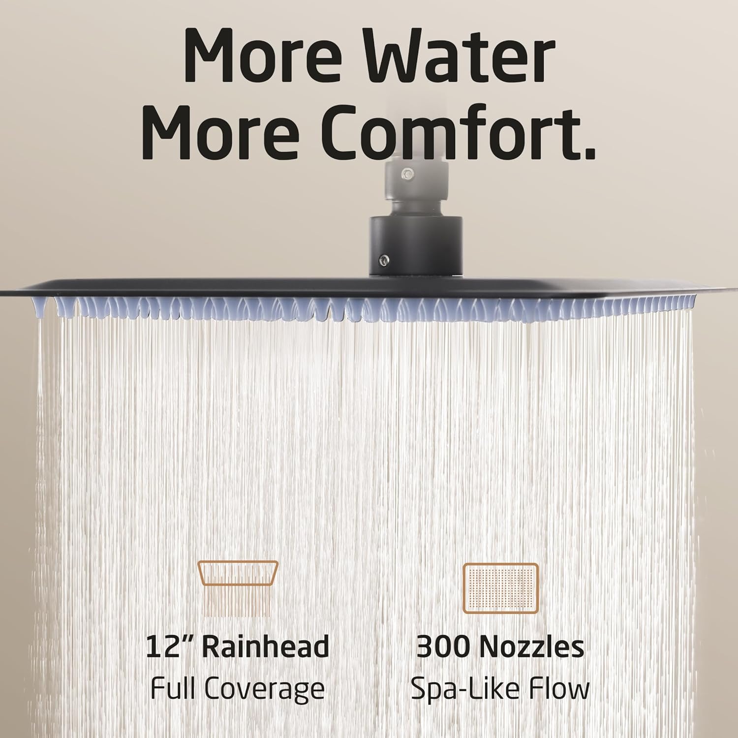 KES Black Bathtub Shower Faucet Set with 12' Rectangle Rain Shower Head, Shower System with 3-Modes Handheld Spray and Waterfall Tub Spout, cUPC Anti-Scald Valve included, XB6336S12-BK
