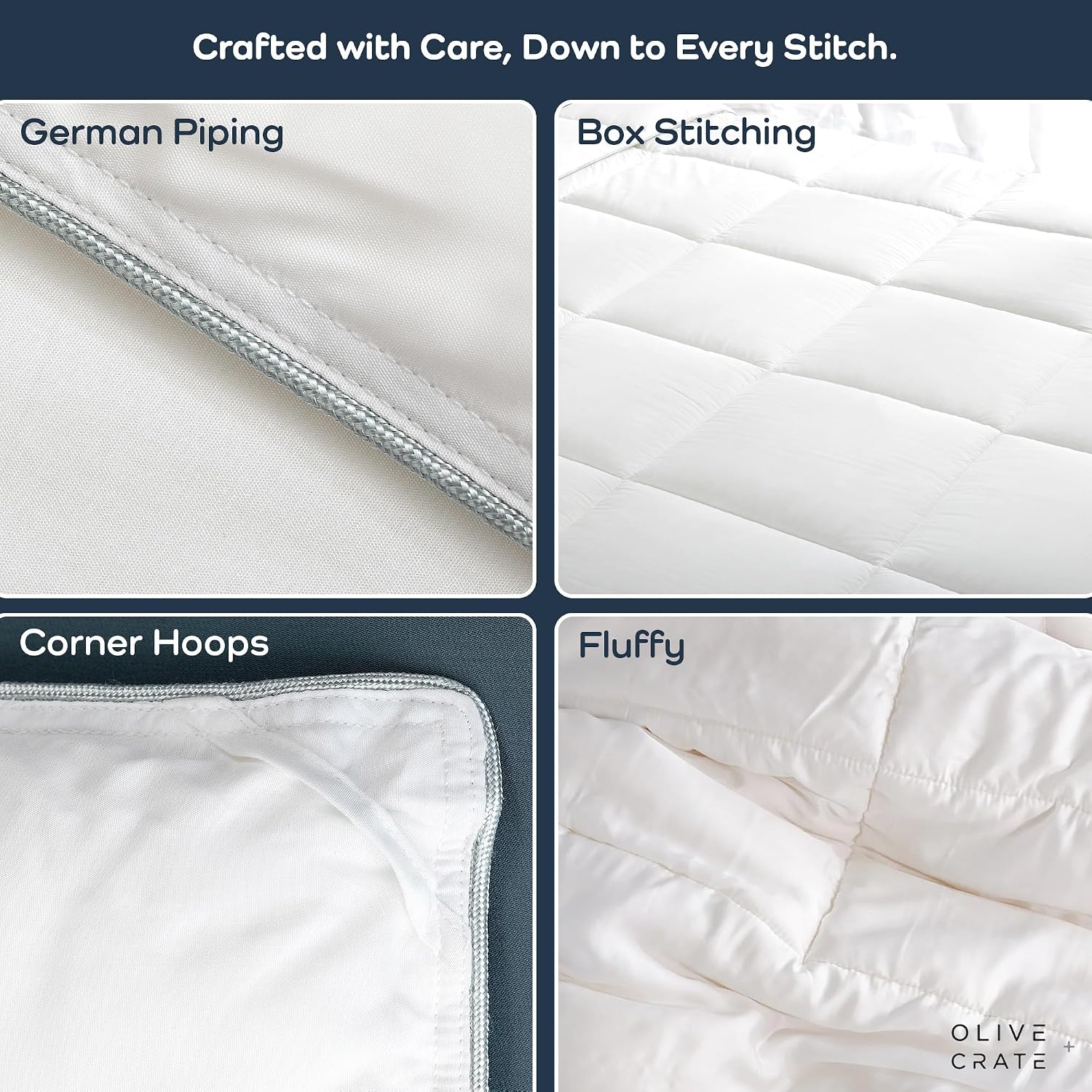 Olive + Crate Cooling Pillow Cases Bundle with Queen Size Comforter, Moisture Wicking, Temperature Regulating, Cooling Duvet Insert, Smooth Sateen Weave (30' x 20')