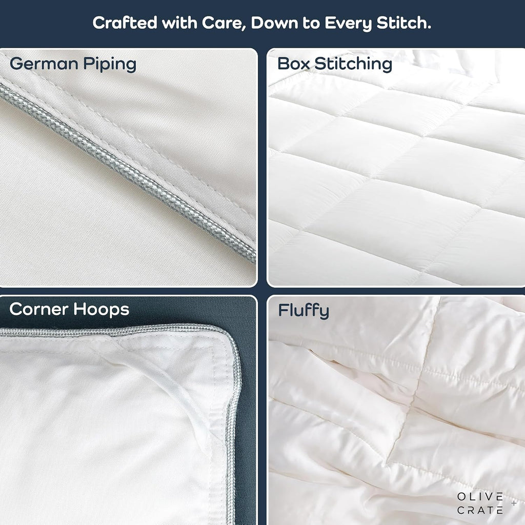 Olive + Crate Cooling Pillow Cases Bundle with King Size Comforter, Moisture Wicking, Temperature Regulating, Cooling Duvet Insert, Smooth Sateen Weave (40' x 20')