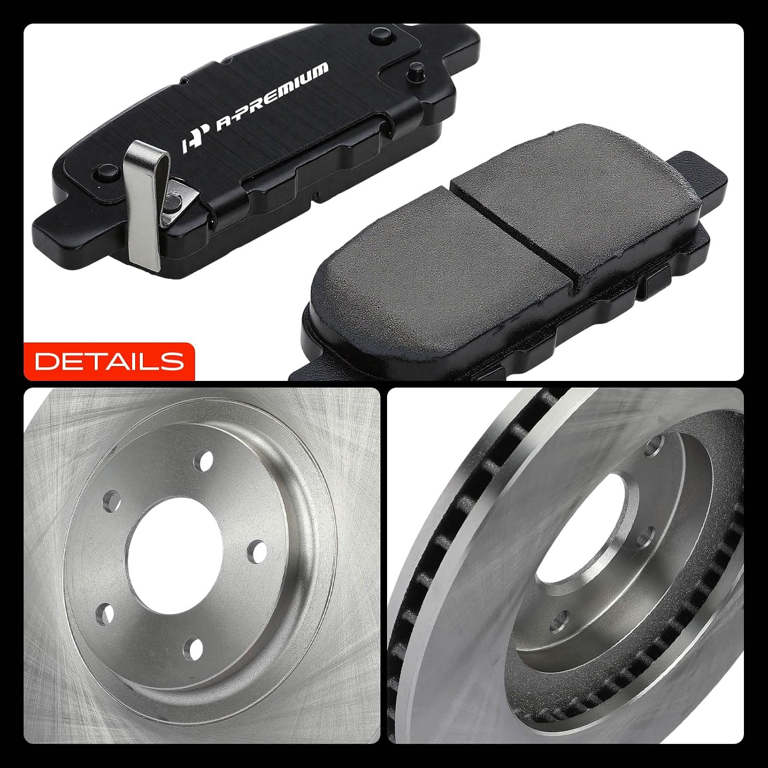 A-Premium Front and Rear Vented Disc Brake Rotors + Ceramic Pads Kit Compatible with Select Nissan & Infiniti Models - Murano 2003-2004 2009-2012, FX35 2003-2005, FX45 2003-2005, 12-PC Set
