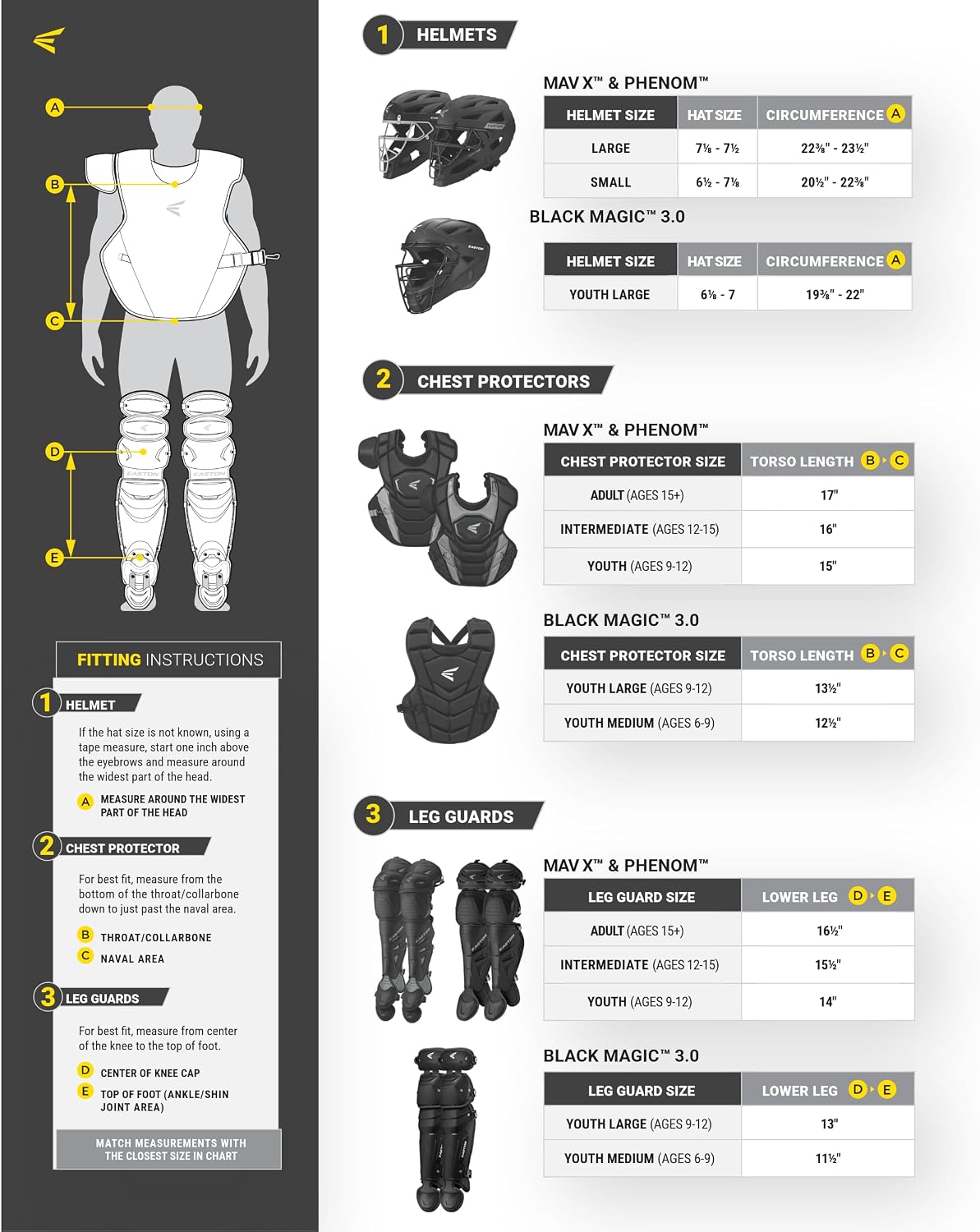 Easton | MAV X Series Baseball Catcher's Set | NOCSAE Certified
