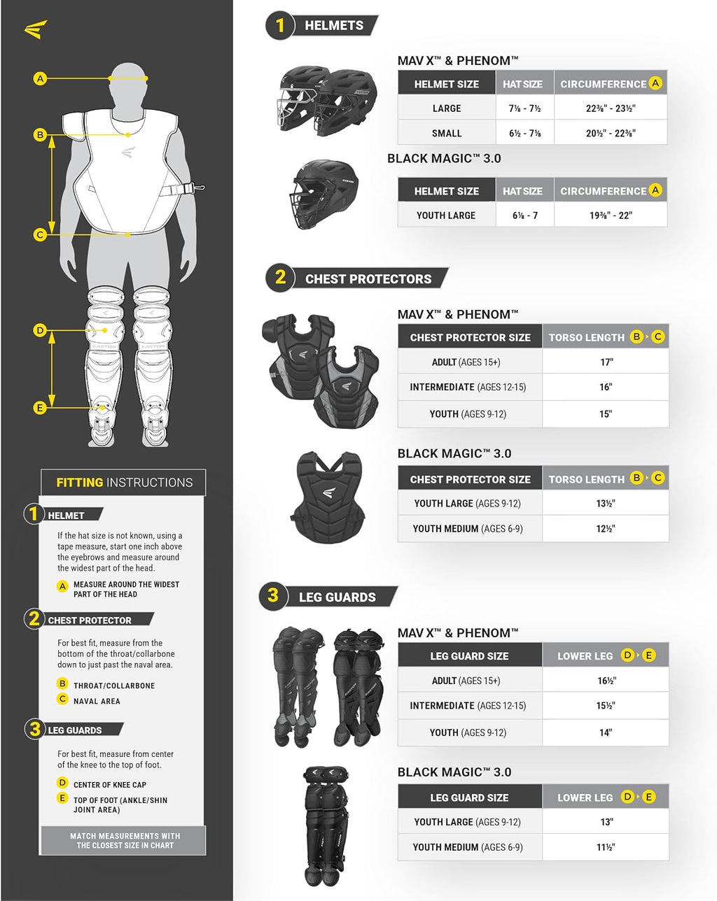 Easton | MAV X Series Baseball Catcher's Set | NOCSAE Certified
