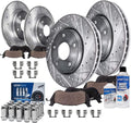 Detroit Axle - Brake Kit for Ford Flex Taurus Lincoln MKS, 12.80'' inch Front and 12.99'' inch Rear Drilled & Slotted Disc Brake Rotors Ceramic Brake Pads Wheel Lug Nuts Replacement