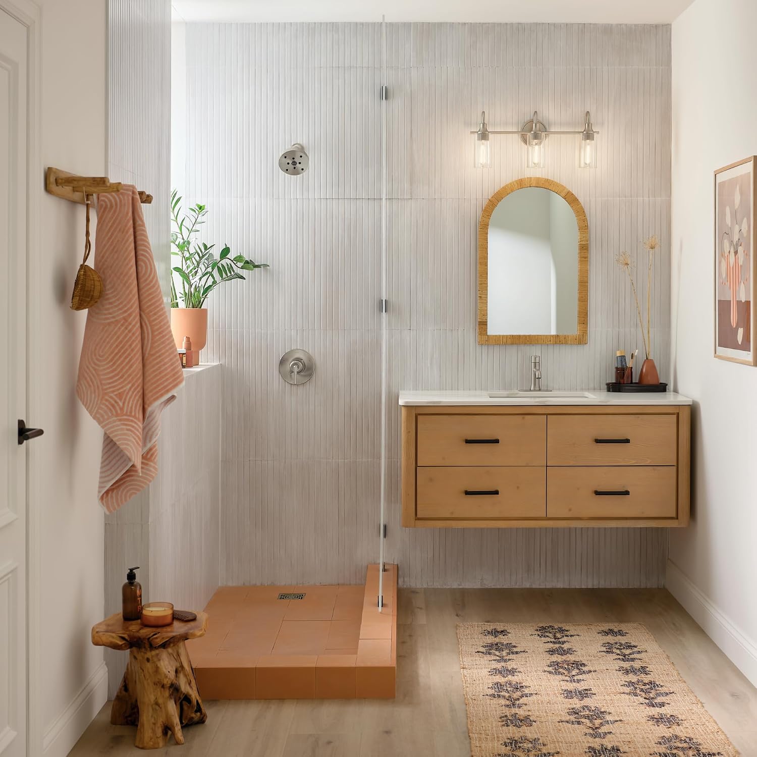 Kichler Kavi 23' 3-Light Bathroom Vanity Light Fixture with Clear Glass in Brushed Nickel, Modern Wall Mount Lighting Over Mirror for Powder Room and Bath (23' x 10'), 55211NI