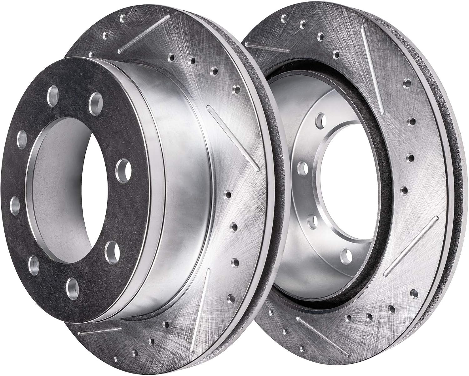 Detroit Axle - Front Brake Kit for 2003-2008 Dodge Ram 2500 3500 Drilled & Slotted Brake Rotors and Ceramic Brakes Pads Brake Calipers 2004 2005 2006 2007 Replacement: 13.91' inch Rotors