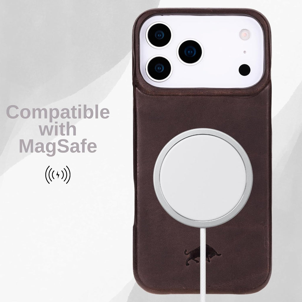 VENOULT Leather Wallet Case for iPhone 17 Pro Max, Full Grain Genuine Leather, Magnetic Detachable, 4 Card Holder, Buesiness Style, Compatible with MagSafe, RFID, Handmade (Chcolate)